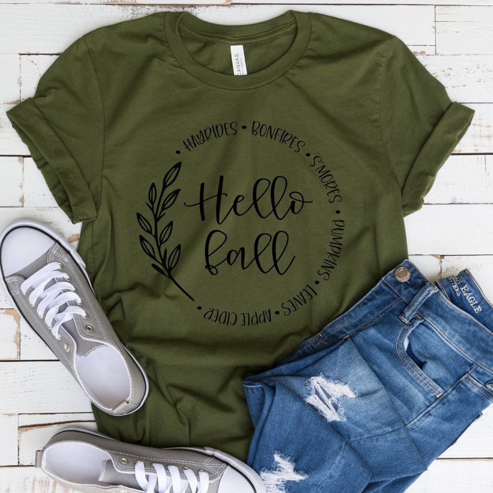 Hello Fall Graphic tee Casual Fall tops for women
